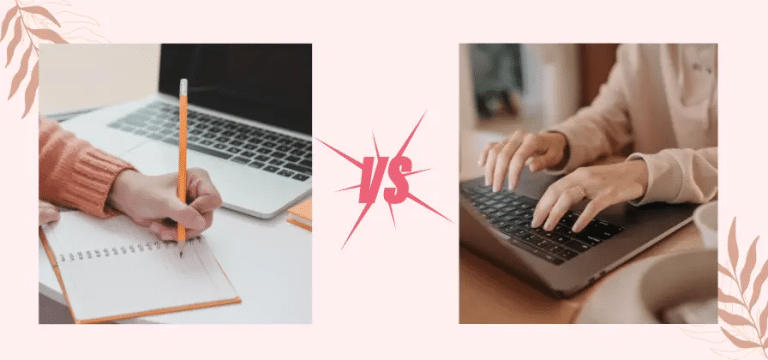 College student writing an academic essay in a university library