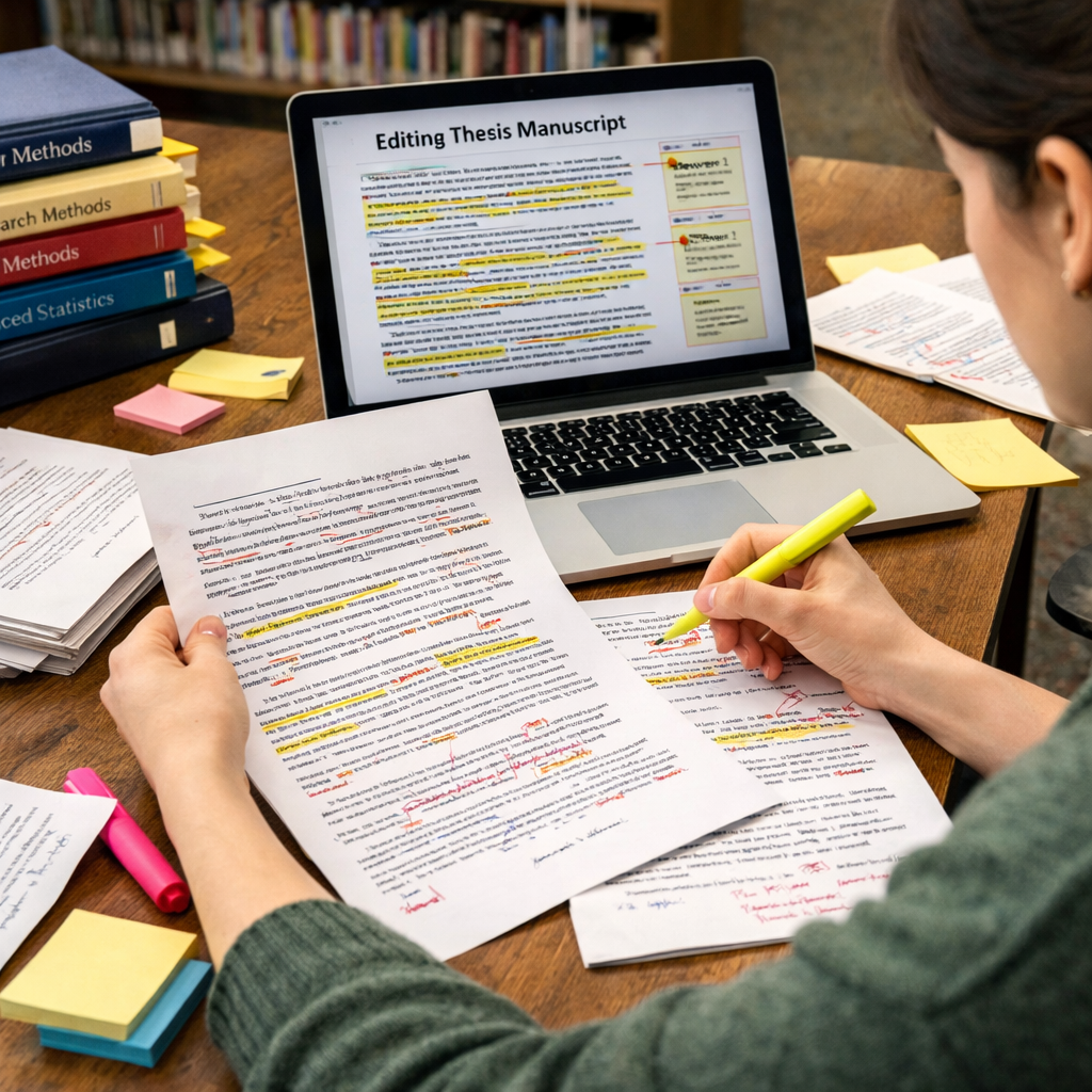 College student developing a thesis statement while planning an academic essay